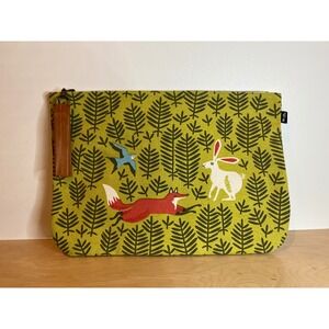 Danica Studio Woodland Creatures Fox Rabbit Bird Canvas Clutch Pouch Bag Folio